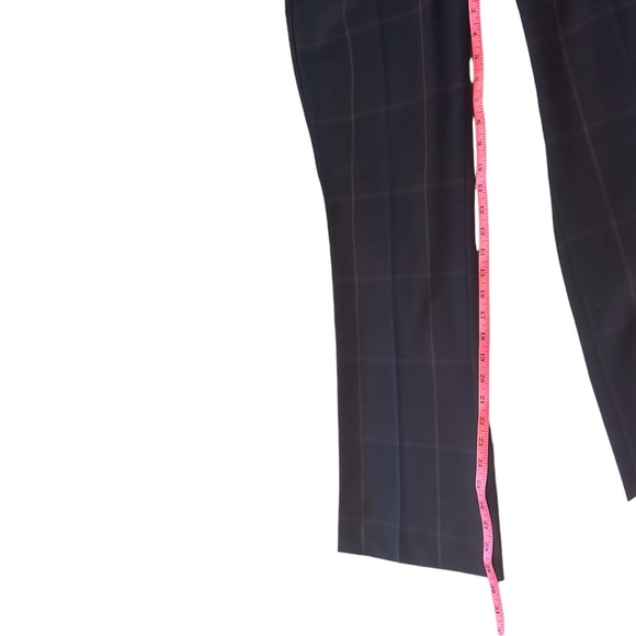 NWT! Express Columnist Dark Blue Plaid Barely Boot High Rise Pants in 12 Short - Picture 5 of 10